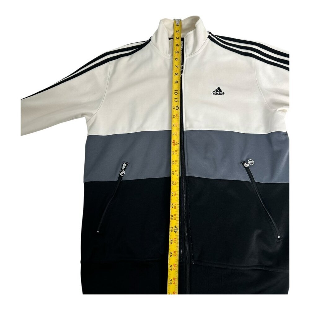 Adidas Black, Gray & White Colorblock Y2K Mens/Unisex Tricolor zip up Size Large - Picture 7 of 8